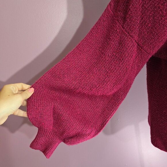 VINCE Camuto berry pink v-neck lantern sleeves Sweater S - Picture 5 of 10